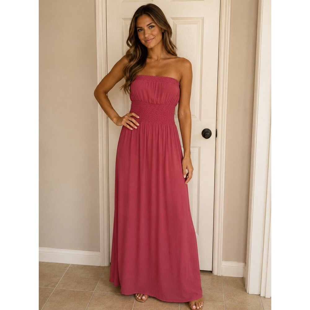 Lark And Grey Strapless Maxi Dress Mauve Sz L Beach Vacation